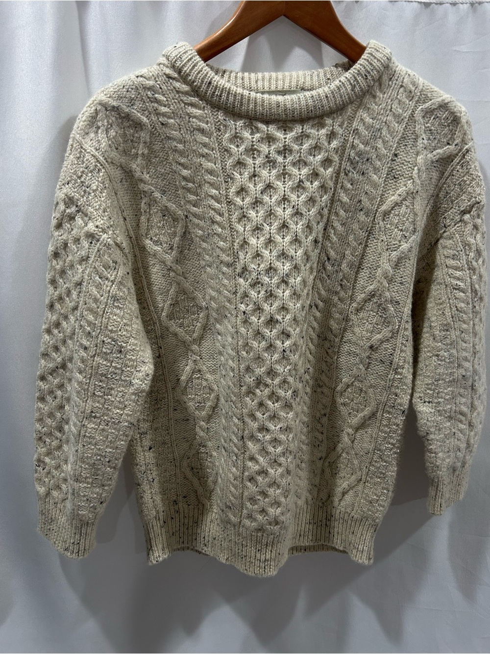 Authentic Aran Irish Fisherman Sweater Honeycomb Stitch LN